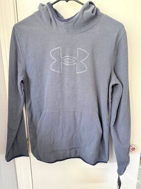 Under Armour Boys YL Fleece Hoodie Gray ColdGear Pullover Sweatshirt NWT
